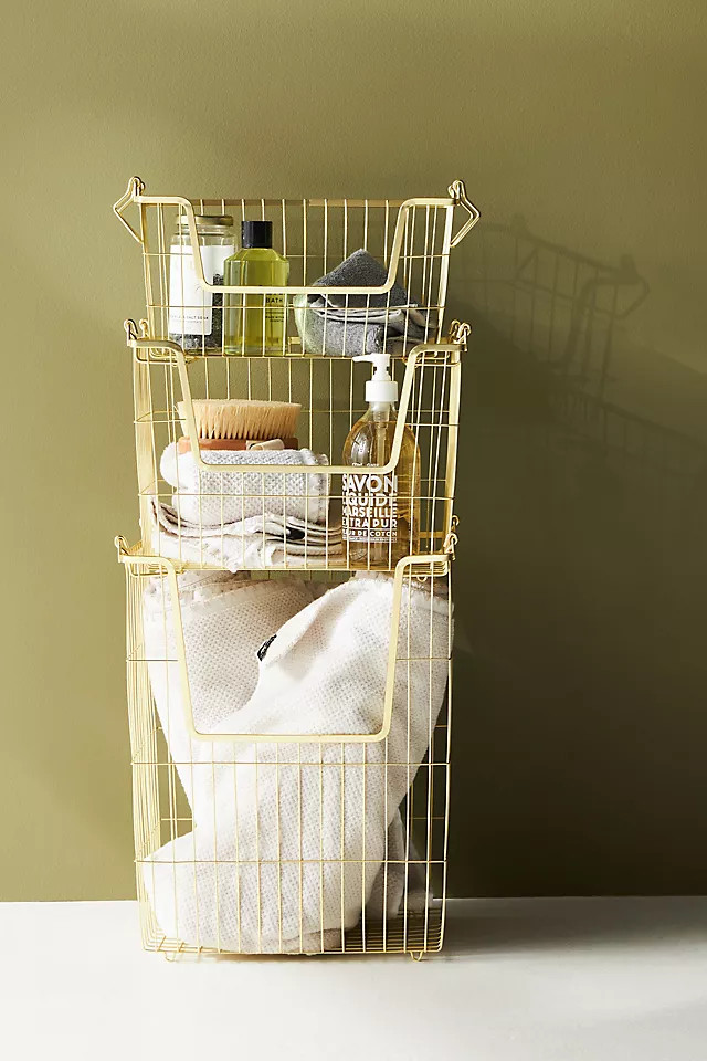 Barbra Stackable Wire Storage Bin | Anthropologie (US)