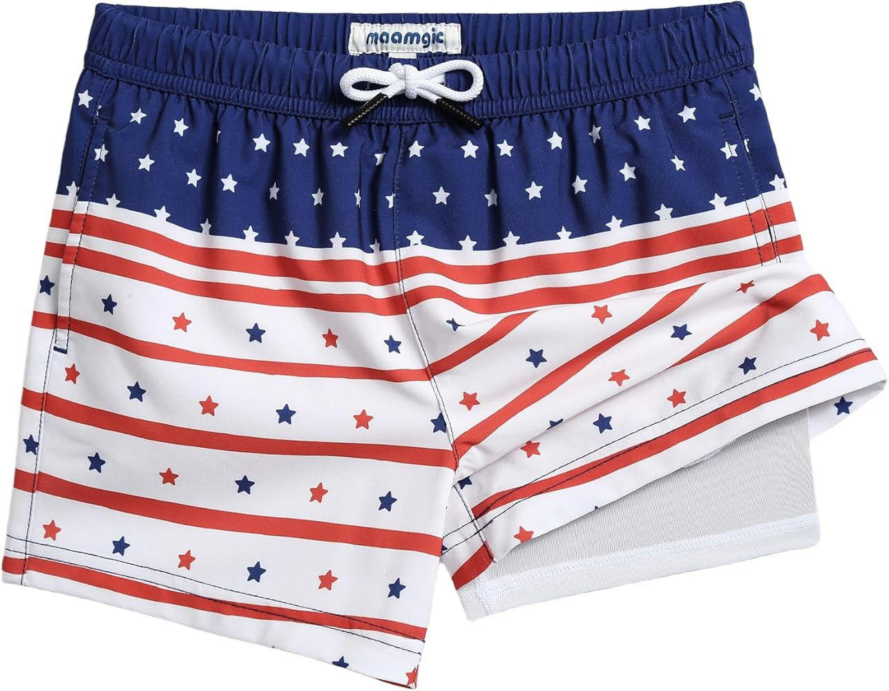 maamgic Boys Swim Trunks with Compression Liner 4-Way Stretch Quick Dry Bathing Suit Toddler Beac... | Amazon (US)