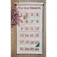 Canvas ""Tis The Season Christmas Advent Countdown Calendar Reusable Wall Hanging For Families & Kids with Felt Markers By Pockets Of Learning | Etsy (US)