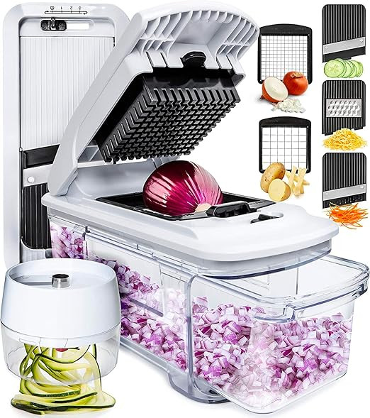 Fullstar All-in-1 Vegetable Chopper, Mandoline Slicer & Cheese Grater | Multi Blade French Fry Cu... | Amazon (US)