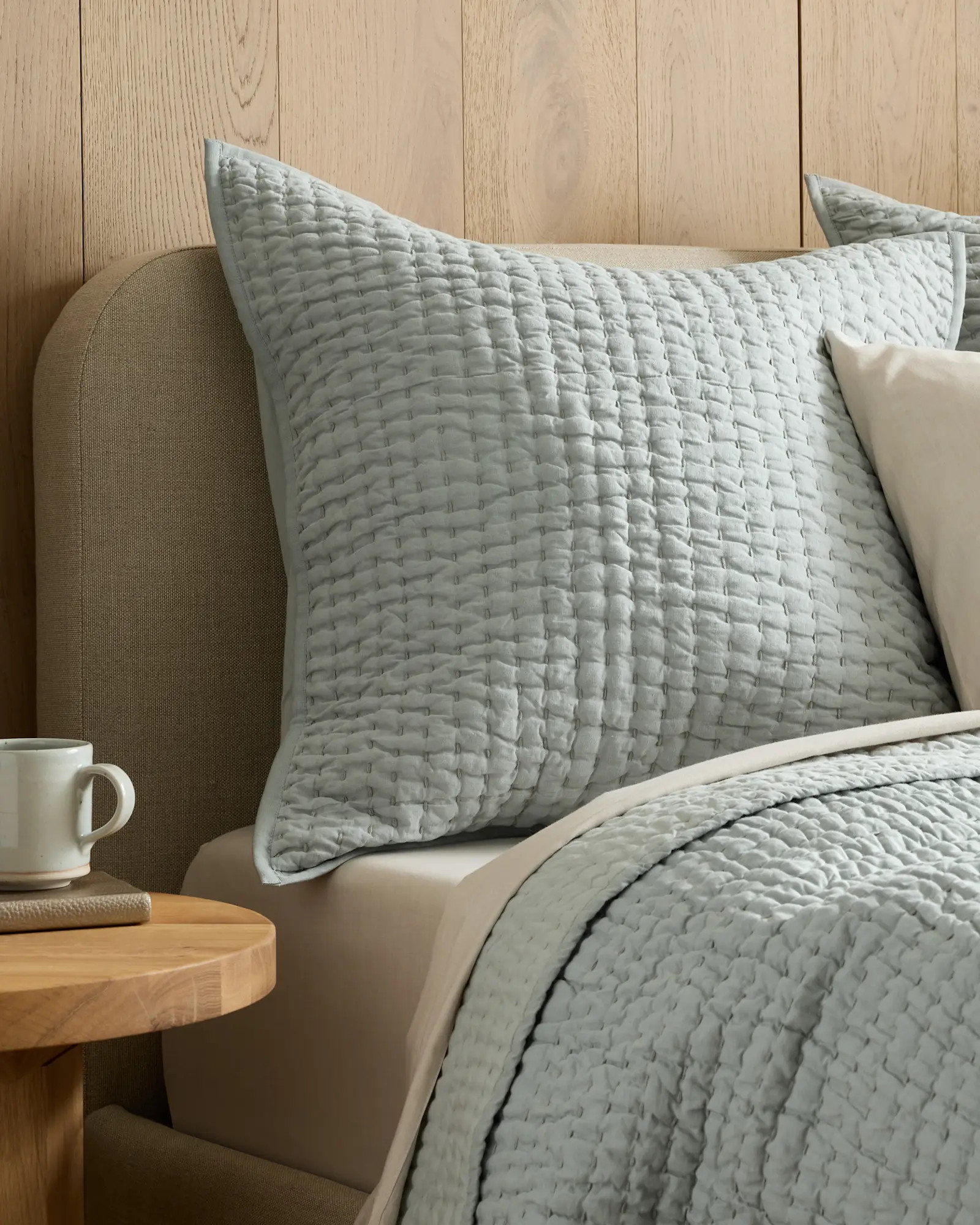 European Linen Cotton Stitch Quilted Euro Sham | Quince