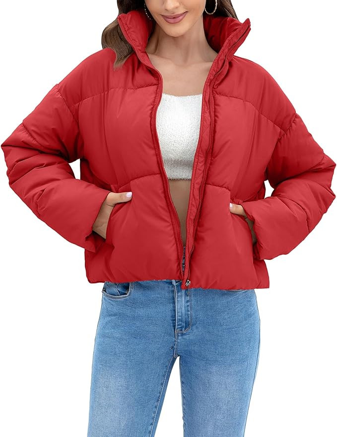 Cityork Women's Winter Quilted Jackets Casual Long Sleeve Puffer Coat Padded Outwear with Pockets | Amazon (US)