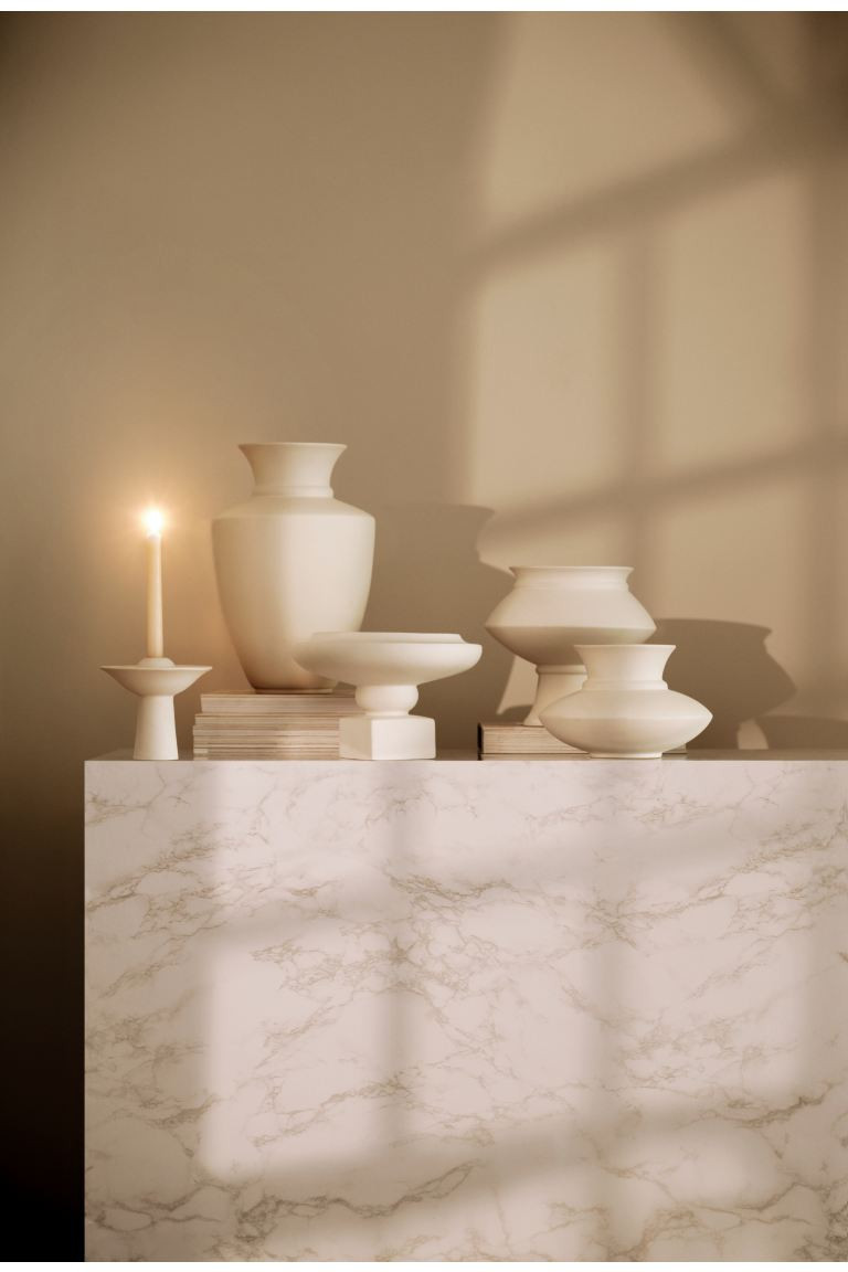 Low Stoneware Vase - White - Home All | H&M US | H&M (US + CA)