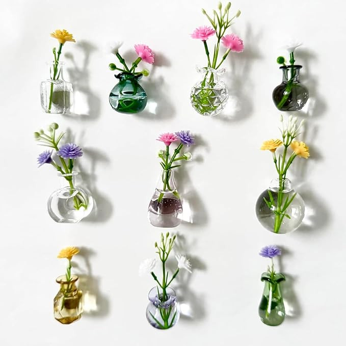 20pcs Cute Mini Vase Magnets for Fridge, Tiny Magnetic Flower Glass Vases Refrigerator Accessorie... | Amazon (US)