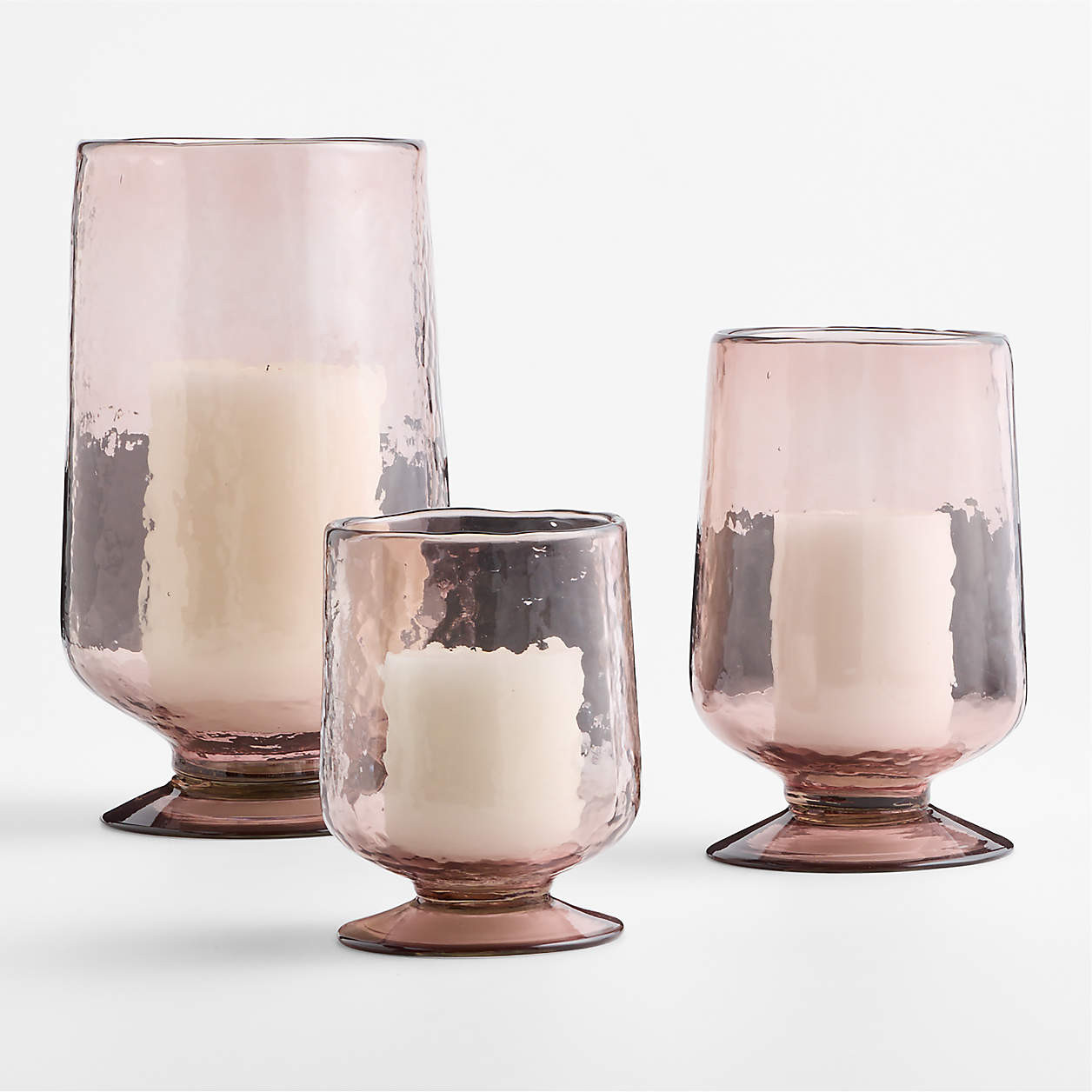 Bergen Small Glass Plum Hurricane Candle Holder 7" + Reviews | Crate & Barrel | Crate & Barrel