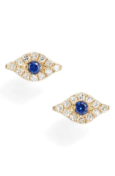 EF COLLECTION Evil Eye Diamond & Sapphire Stud Earrings | Nordstrom