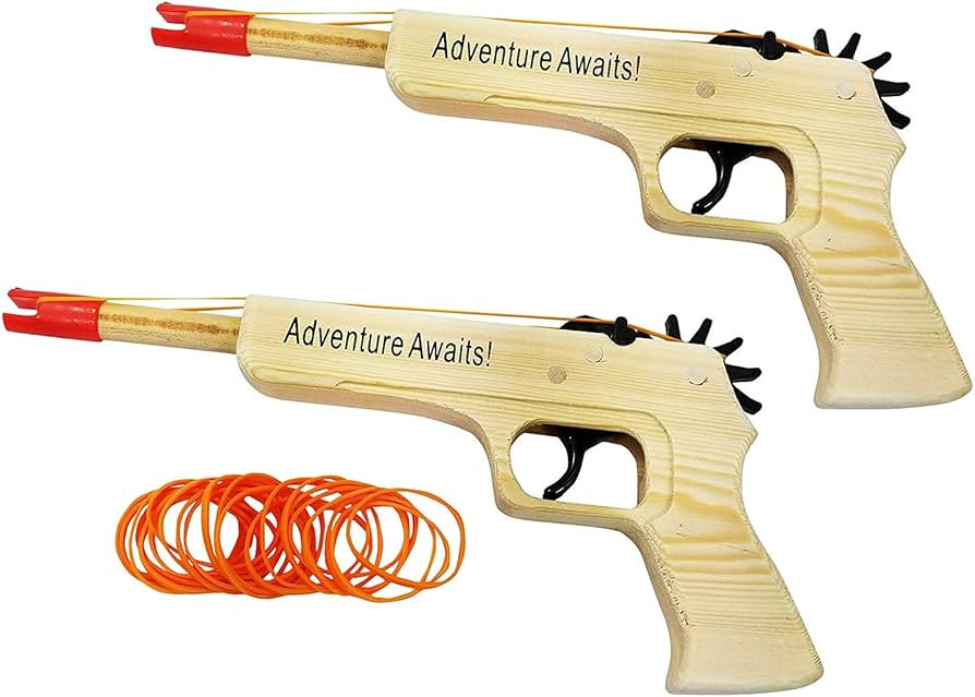 Adventure Awaits - 2-Pack Rubber Band Gun - Quality Wood & Handmade w/Orange Safety Tip - Easy Lo... | Amazon (US)