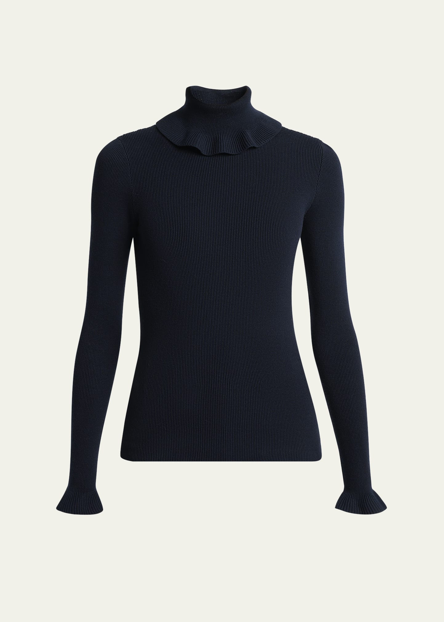 Chloe Ruffle Frill Rib Knit Sweater | Bergdorf Goodman