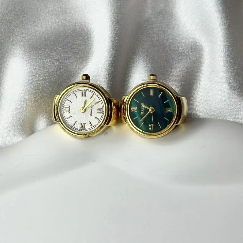 Gold Green Dial Retro Ring Watch Gold Ring Watch Retro Women's Watch Ring Adjustable Watch Clothi... | Etsy (US)