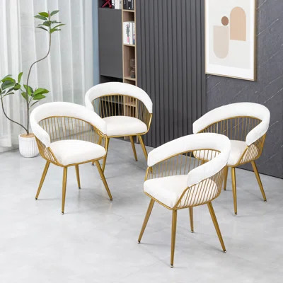 Christle Modern Mid Century Dining Chair, Upholstered Velvet Dining Room Chairs with Metal Legs for Makeup/Living Room (Set of 6) | Wayfair North America