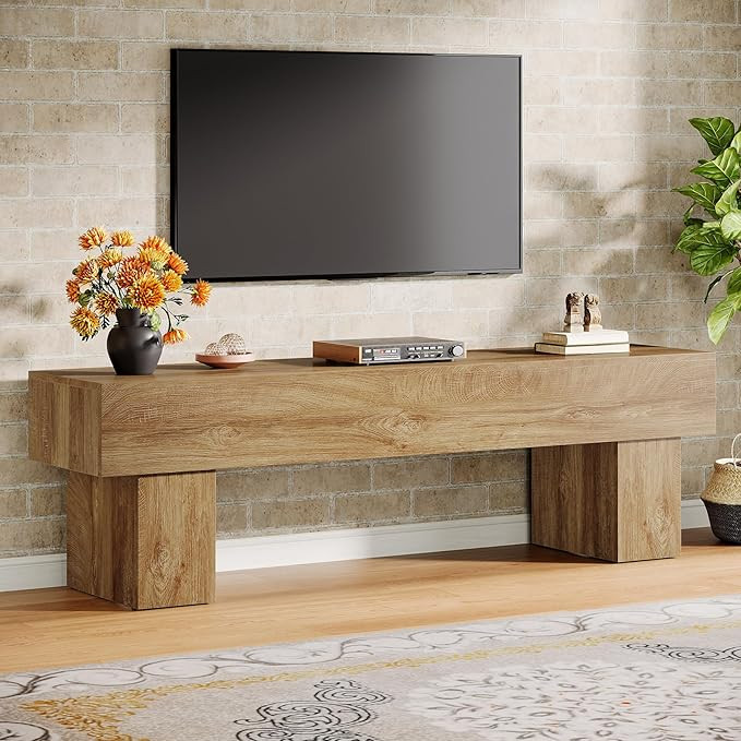 Tribesigns 63" TV Stand, Farmhouse Entertainment Center, Low TV Console Table for Living Room, Lo... | Amazon (US)