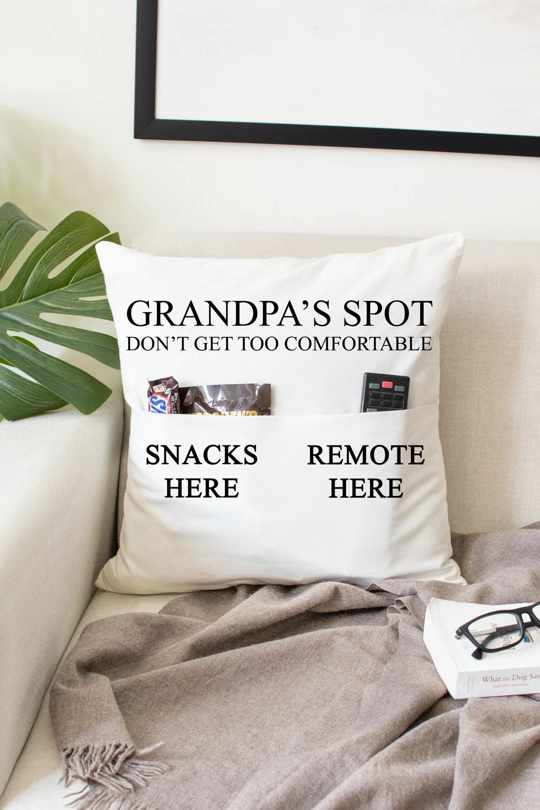 Grandpa's Spot Remote Pocket Pillow Cover, Father's Day Gift for Grandpa | Etsy (US)