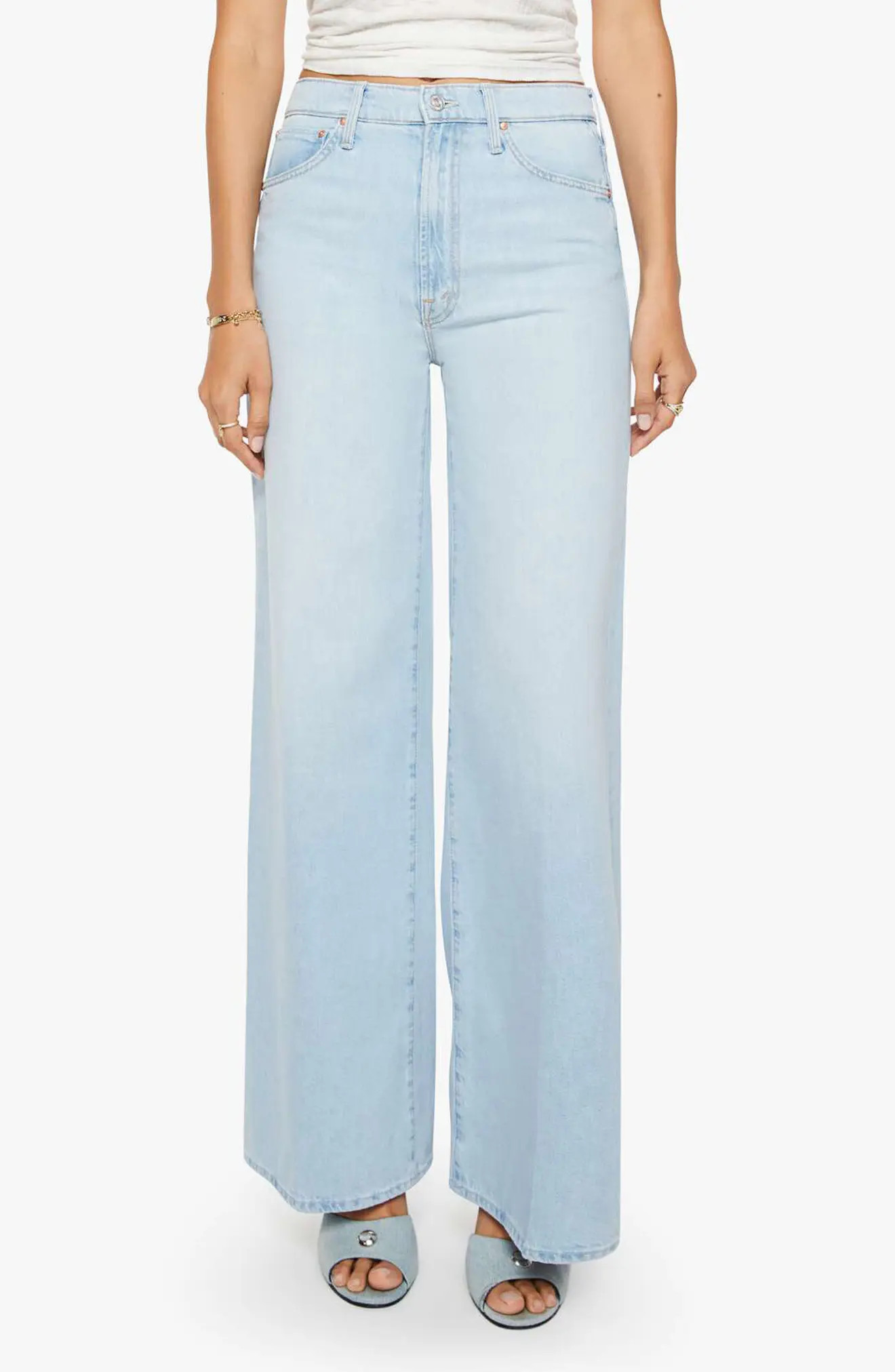 MOTHER The Ditcher Roller Skimp Wide Leg Jeans in Shaken Not Stirred at Nordstrom, Size 33 | Nordstrom