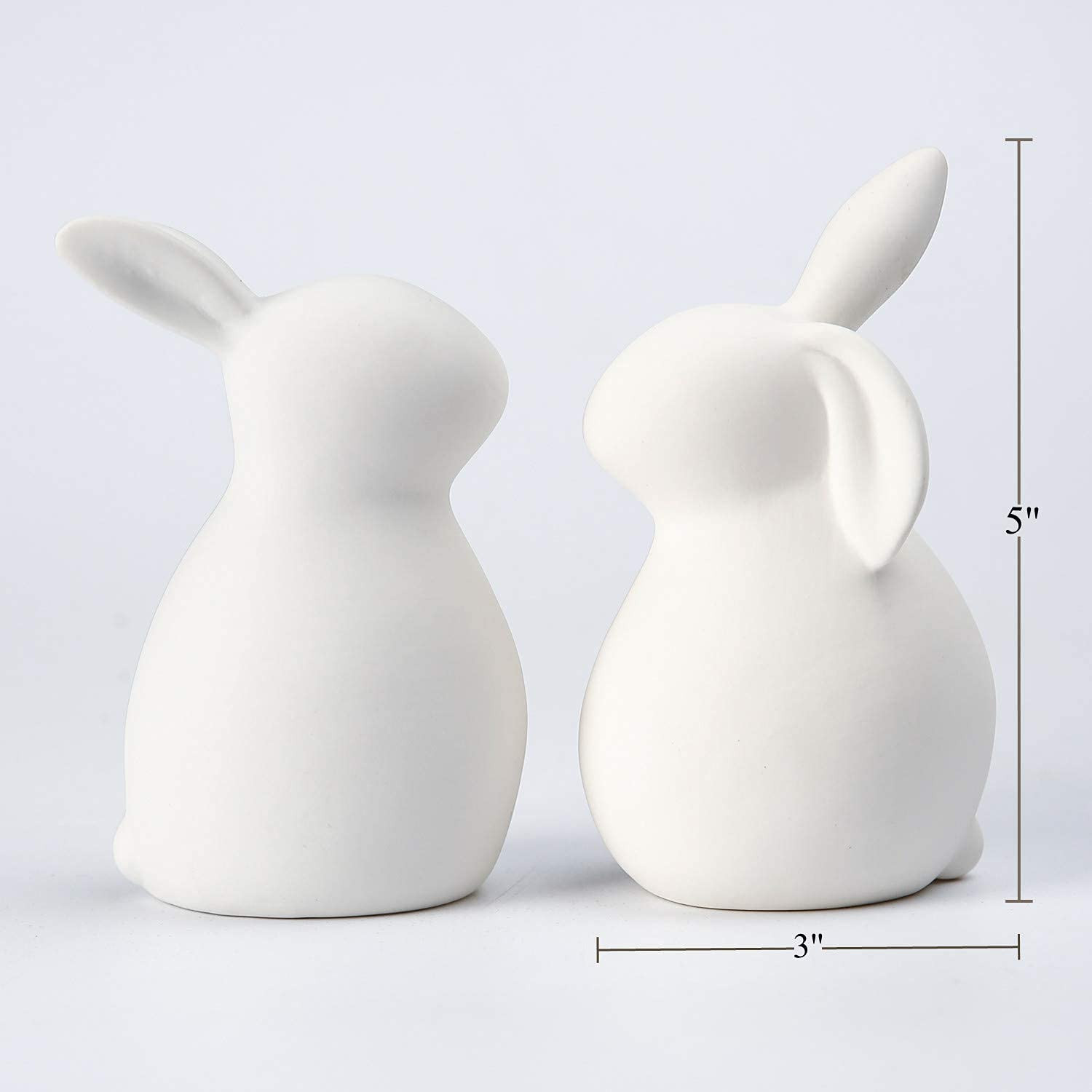 Ceramic White Rabbit, Christmas Decorations Rabbit, Thanksgiving Couple Rabbits, Porcelain Modern... | Amazon (US)