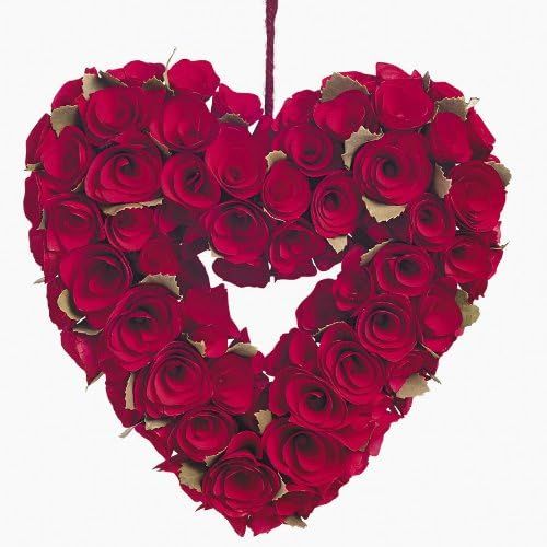 Red Rose Heart Wreath for Valentine's Day (10 inch) Home Decor | Amazon (US)