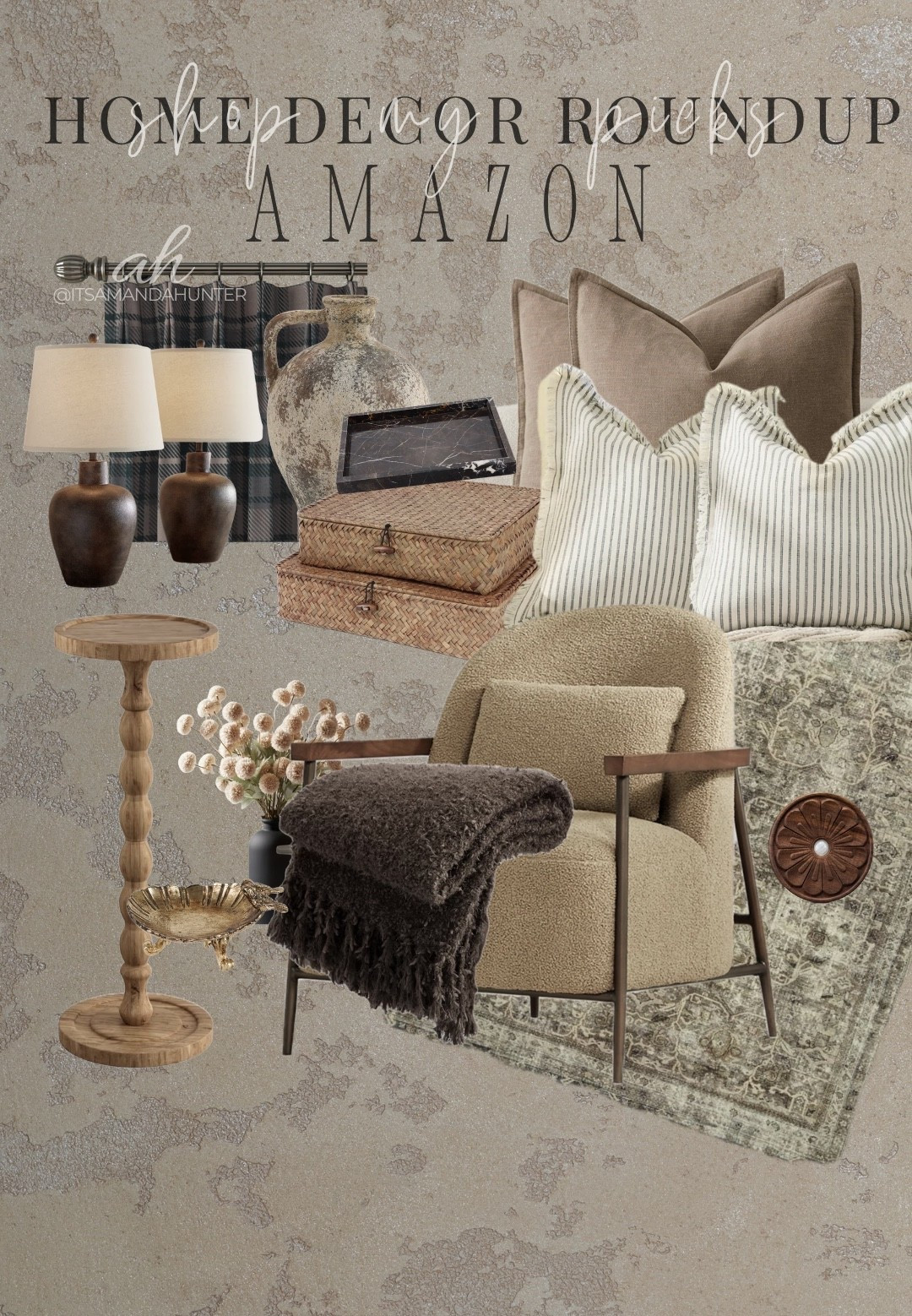 New Home decor from Amazon
Neutral home 
Amazon home
Brass
Plaid
Striped
Walnut