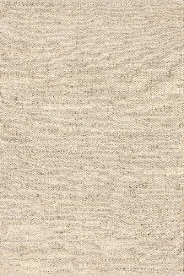 nuLOOM 9x12 Elfriede Jute & Cotton Hand Woven Area Rug, Natural, Solid Rustic Farmhouse Style, We... | Amazon (US)