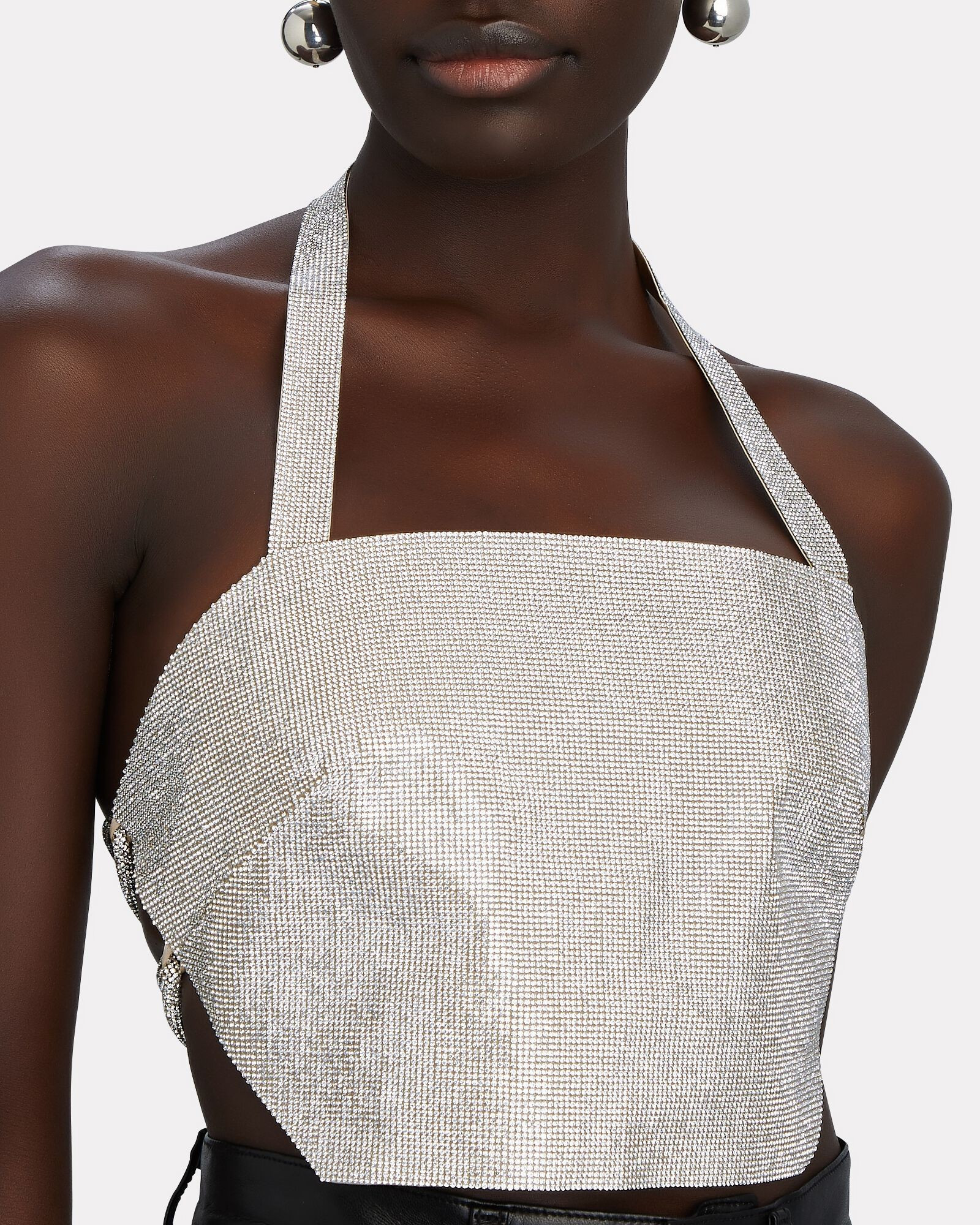 Estelle Crystal-Embellished Halter Crop Top | INTERMIX