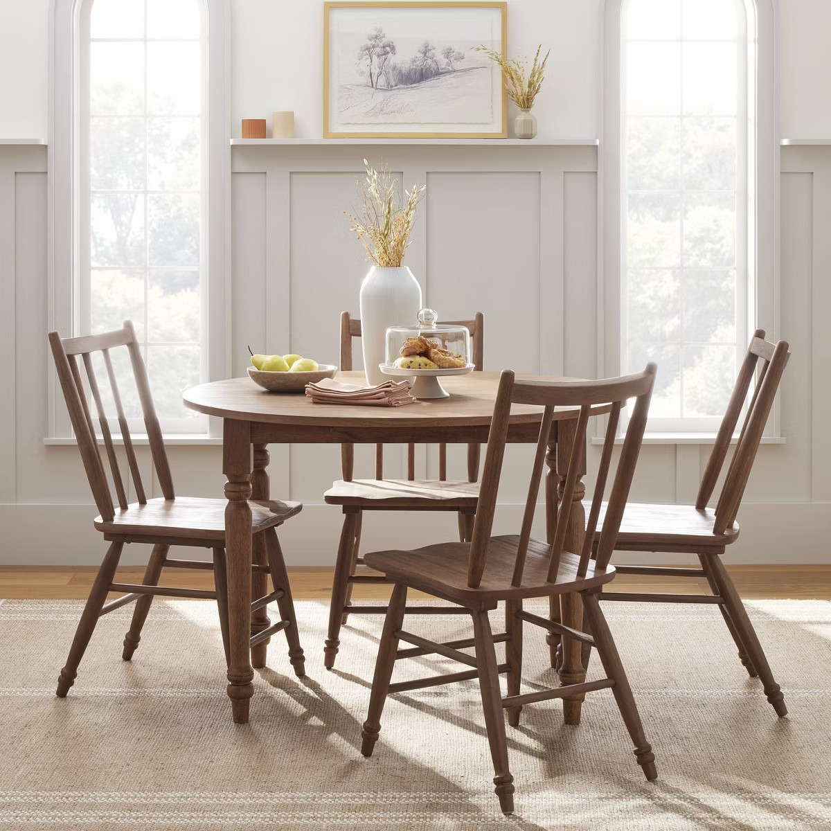 44" Vintage Windsor Drop Leaf Round Dining Table - Aged Oak - Hearth & Hand™ with Magnolia | Target