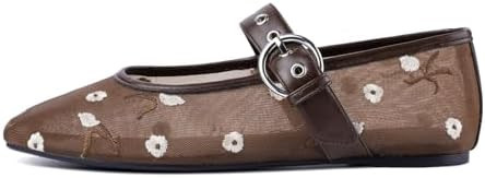 Migpuel Leopard Mesh Flats for Women Round Toe Mary Jane Ballet Flats Buckle Strap Slip On Casual... | Amazon (US)