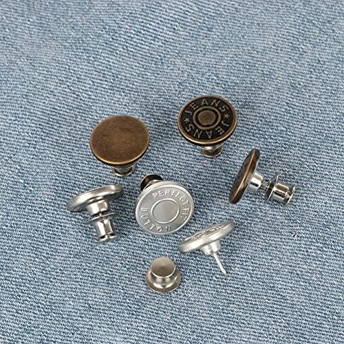 Button Pins for Jeans, 6 Sets Jean Button Pins No Sew No Tools Instant Replacement Button for Pan... | Amazon (US)