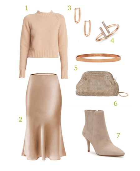 I love a neutral look for the holidays because it works for Thanksgiving, Christmas, New Years and date nights all year long. This cream sweater pairs perfectly with a silk skirt and some stand out rose gold accessories. I can see myself living in this look all winter long!
 #thanksgivingstyle #monochrome #cream #allcream #neutral #neutralholiday #rosegold #rosegoldlook #holidaylook #holidaystyle #holidayfashion 


#LTKstyletip #LTKHoliday #LTKSeasonal