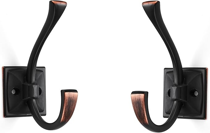 Large Wall Hooks 5 Pack Oil Rubbed Bronze Coat and Towel Hooks for Coats, Robes, Key and More - 4... | Amazon (US)