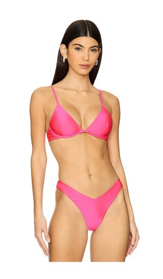 Kulani Kinis Underwire Triangle Bikini Top in Pink. - size S | Revolve Clothing (Global)