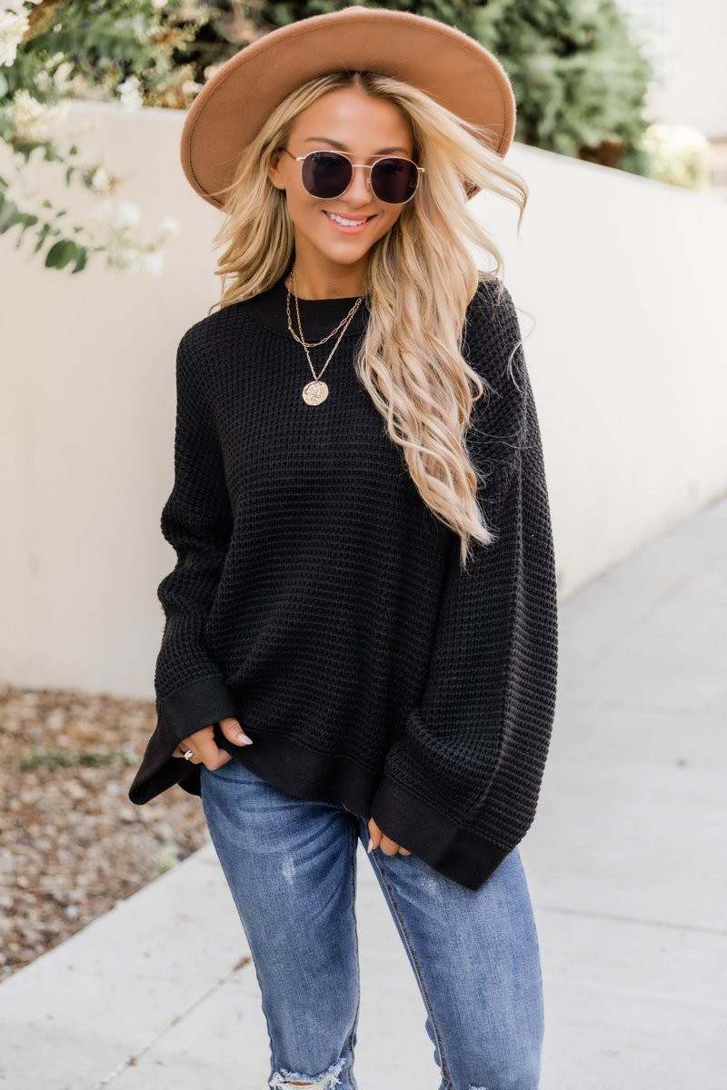 Better Than You Know Black Sweater | The Pink Lily Boutique