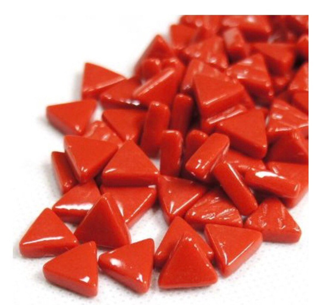Mosaic Tiles/ MINI 10mm Bright Red Glass Triangles 50g (85pc)//Glass Triangles//Mosaic Tiles//Mos... | Etsy (US)