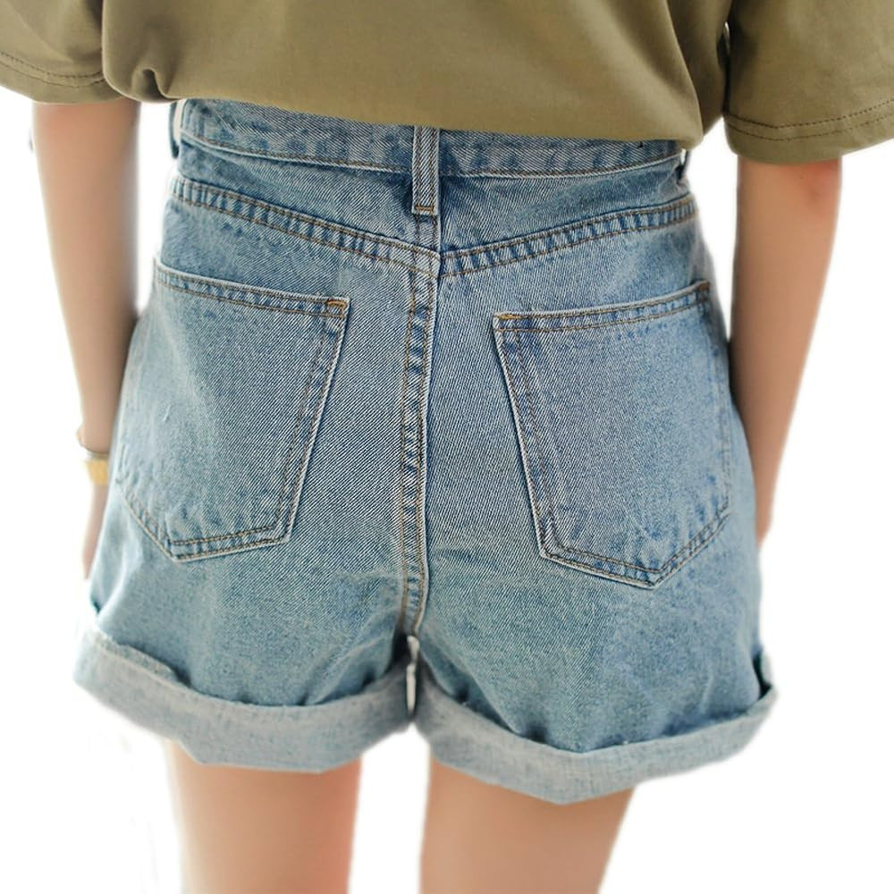 Ladies Summer High Waist Denim Shorts Roll up Short Jeans | Amazon (US)