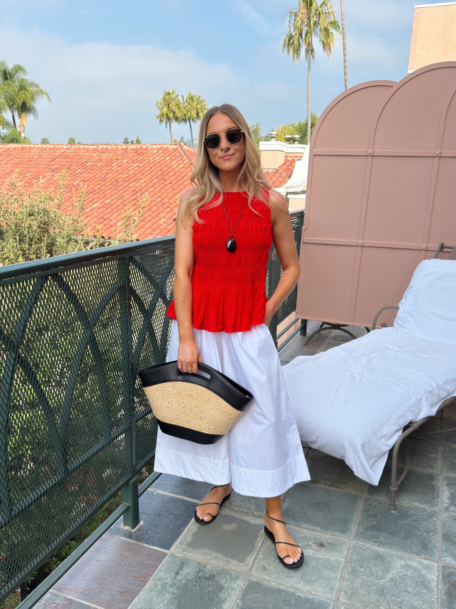AD-  Summer holiday OOTD with white culottes & a red shirred top.
Top: 8
Culottes: 8 short 

@marksandspencer #mymarks

#LTKtravel #LTKpetite #LTKsummer