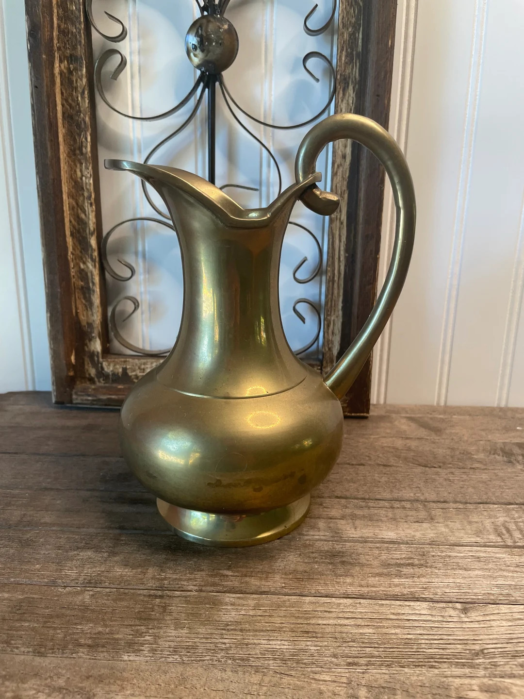 Vintage Brass Pitcher, Brass Pitcher with Curved Elongated Spout, Antique Brass Pitcher, Brass Va... | Etsy (US)