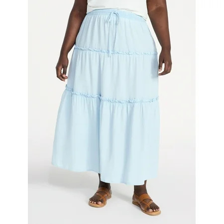 Terra & Sky Women s Plus Size Tiered Maxi Skirt Sizes 0X-5X | Walmart (US)