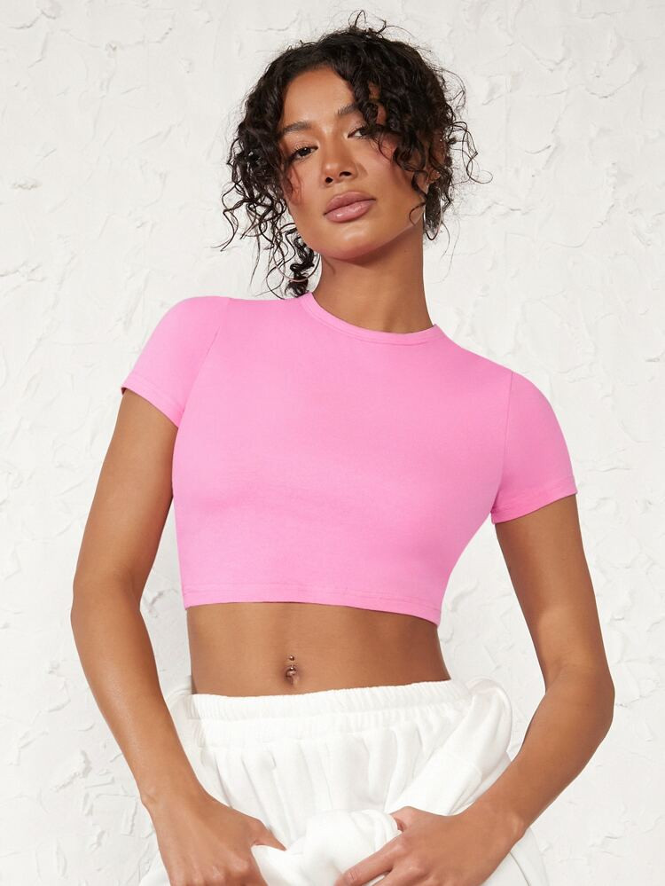 SHEIN BASICS Crop T-Shirt mit Baumwolle | SHEIN