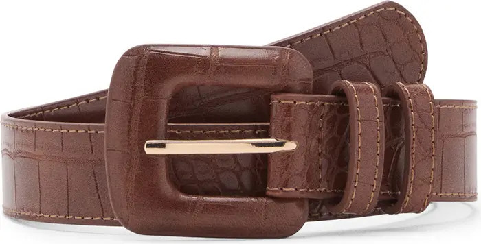 MANGO Crocodile Print Faux Leather Belt | Nordstromrack | Nordstrom Rack