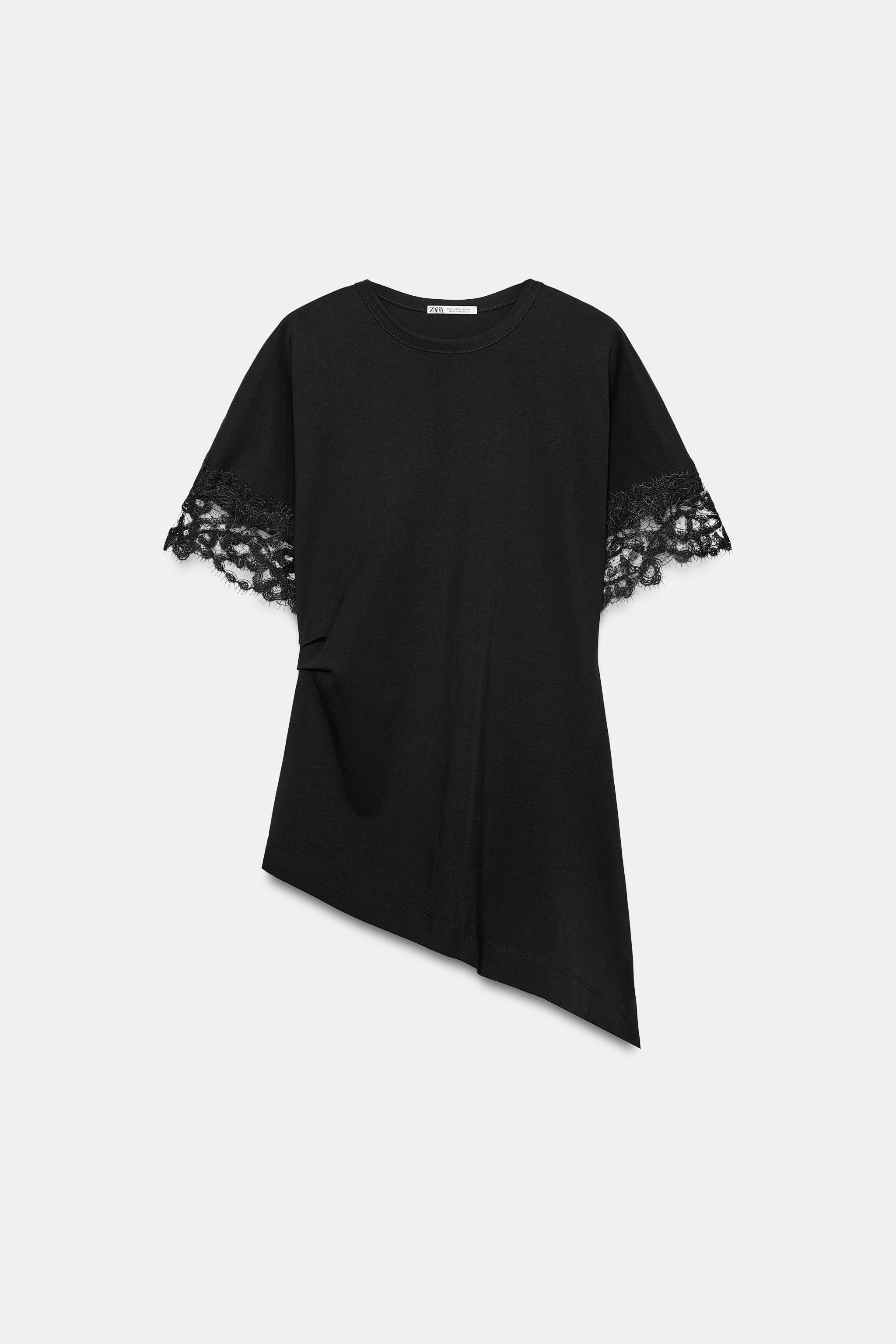 ASYMMETRIC LACE T-SHIRT | Zara US