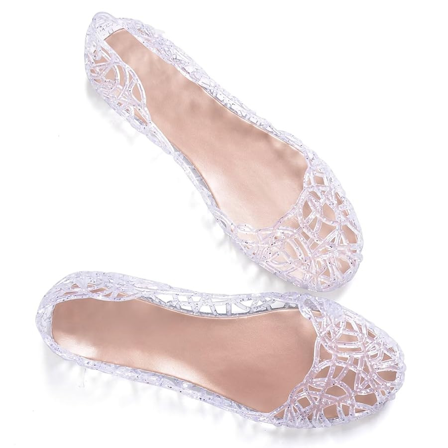 Stunner Women's Beach Jelly Shoes Slip On Crystal Summer Soft Hollow Ballet Flats | Amazon (US)