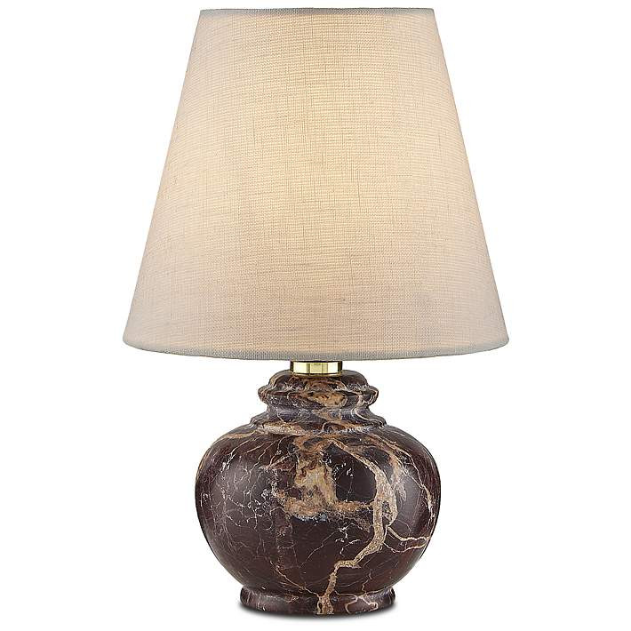 Currey and Company Piccolo 9" High Brown Marble Mini Accent Table Lamp | Lamps Plus