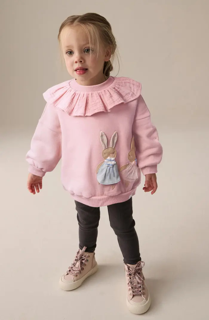 NEXT Kids' Bunny Appliqué Sweatshirt & Rib Legging Set | Nordstrom | Nordstrom