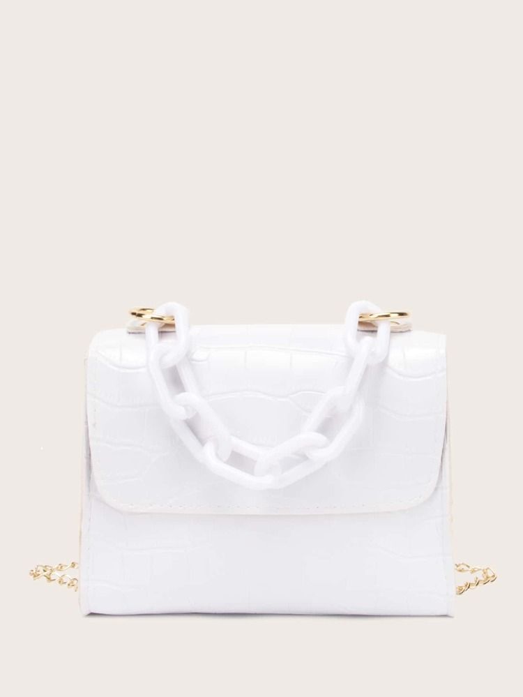 Croc Embossed Chain Satchel Bag | SHEIN