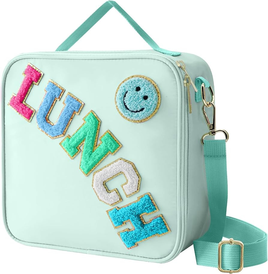 Insulated Lunch Bag With Adjustable Shoulder Strap, Nylon Preppy Lunch Box Large Insulated Lunch ... | Amazon (US)