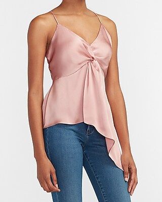 Satin Twist Front Asymmetrical Cami | Express