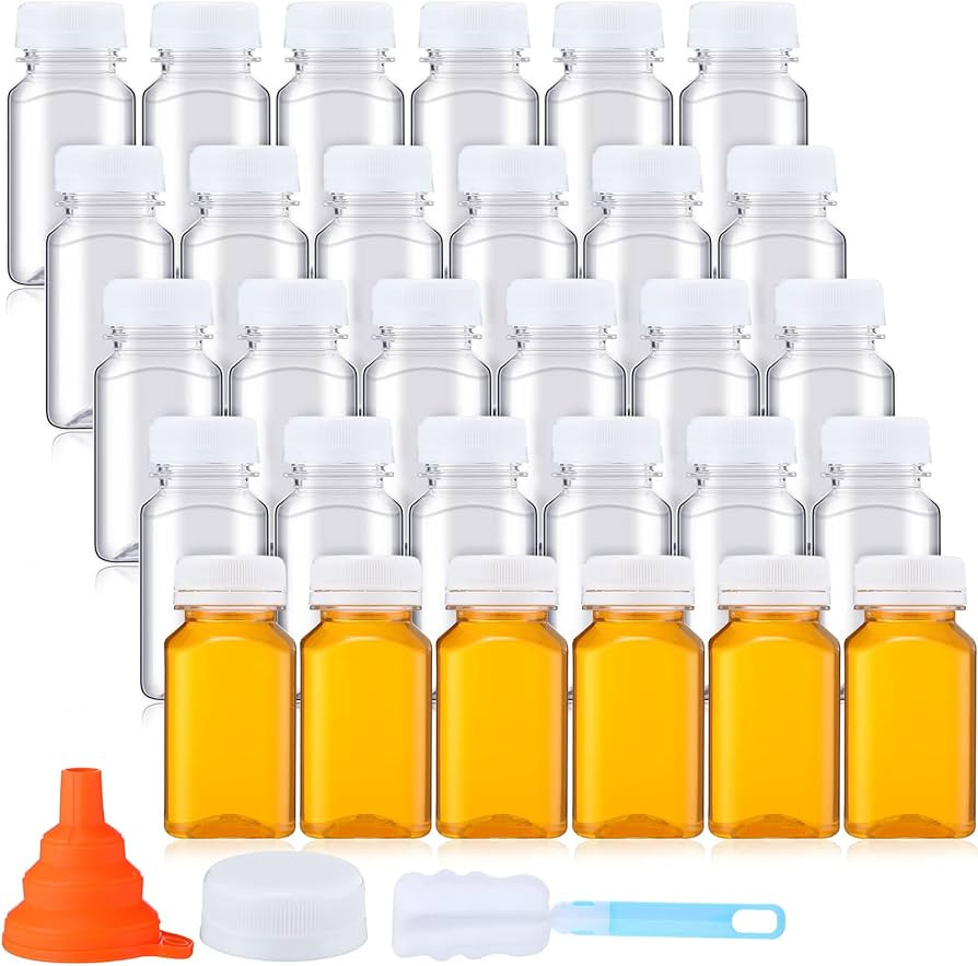 Nuogo 36 Pack 5 oz Plastic Juice Bottles Bulk with Lids Reusable Transparent Clear Drink Containe... | Amazon (US)
