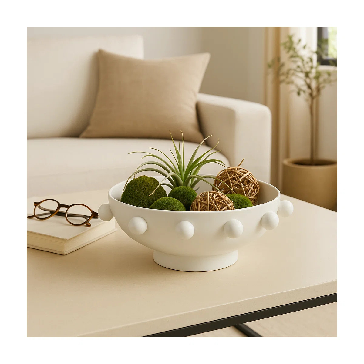 Decorative Round Metal Bowl with Beaded Rim for Home Decor - Modern Accent Bowl for Table Centerp... | Wayfair North America
