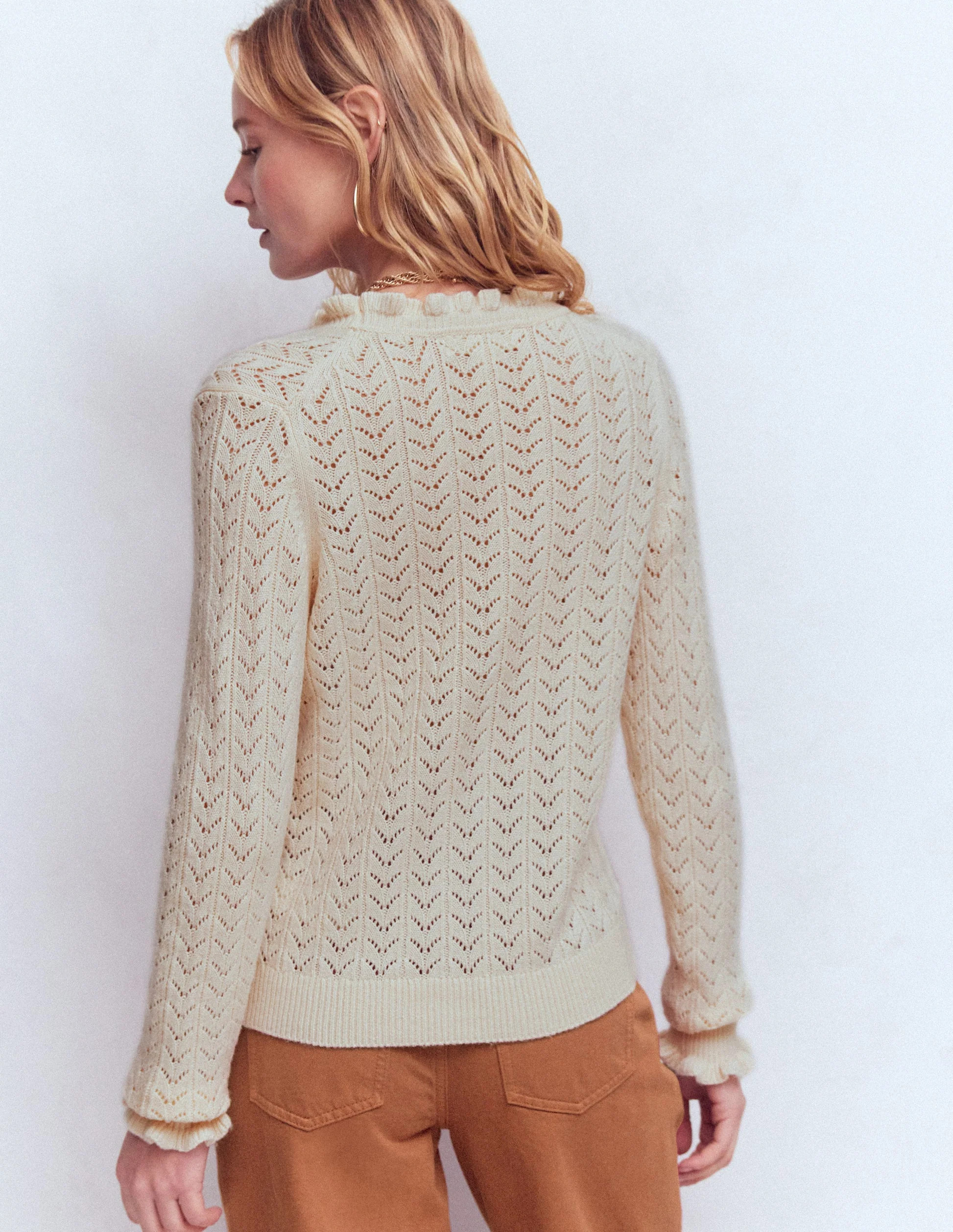 Eloise Frill Henley Jumper-Warm Ivory | Boden UK