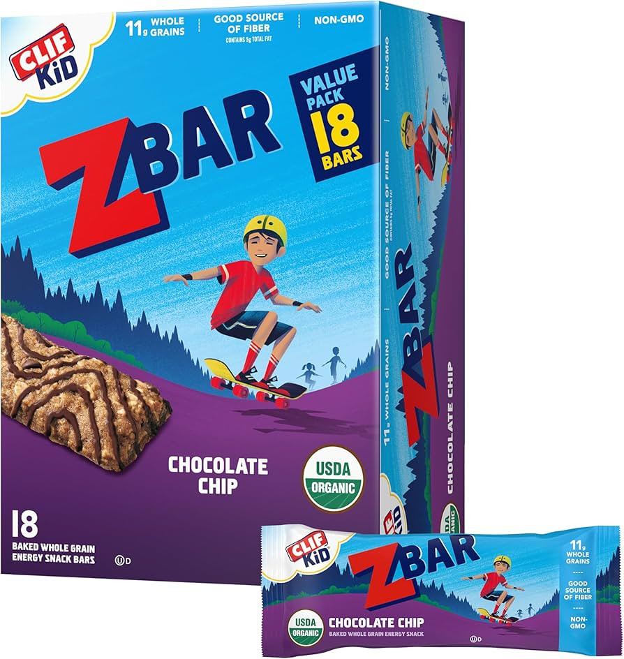 CLIF Kid Zbar - Chocolate Chip - Soft Baked Whole Grain Snack Bars - USDA Organic - Non-GMO - Pla... | Amazon (US)