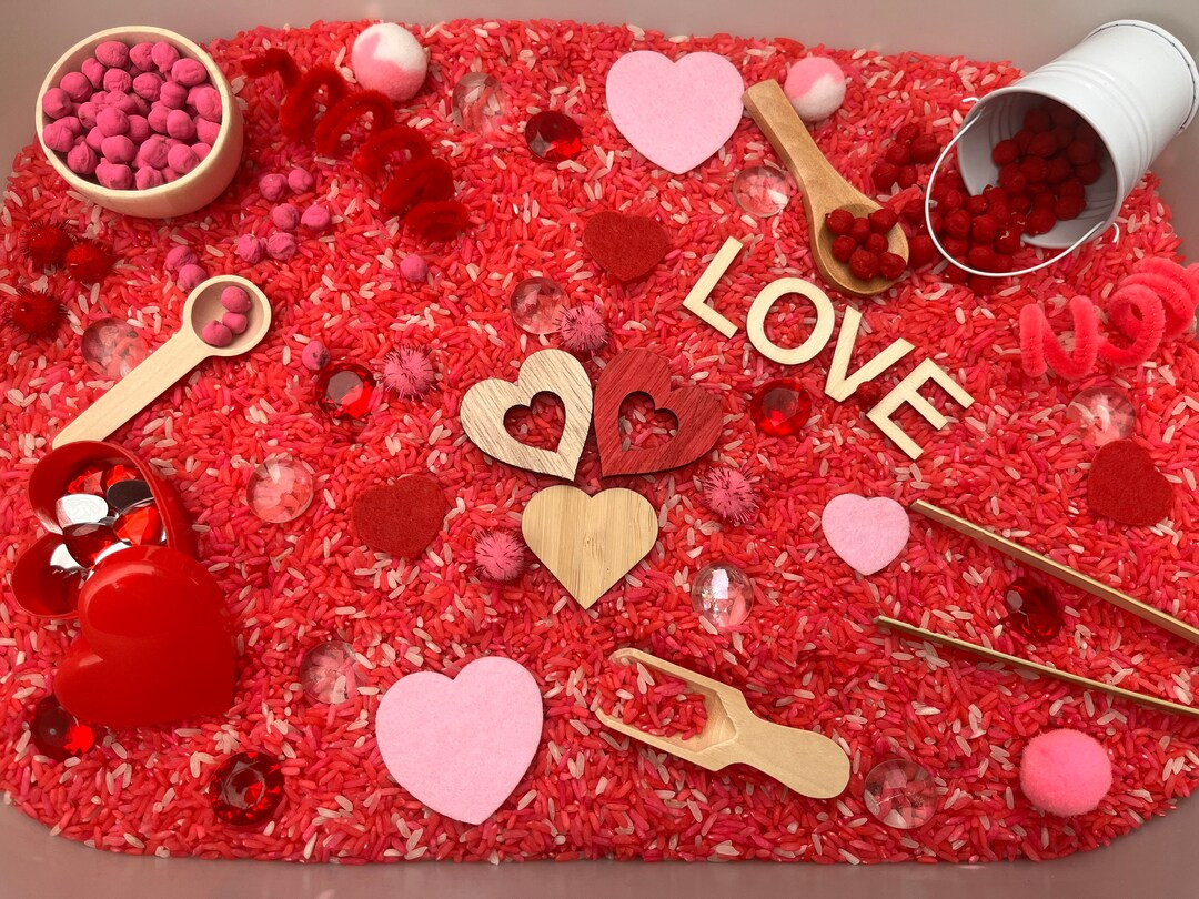 Valentines Day Sensory Bin/montessori/sensory Rice/pink Sensory Bin/sensory Kit/sensory Box/senso... | Etsy (US)