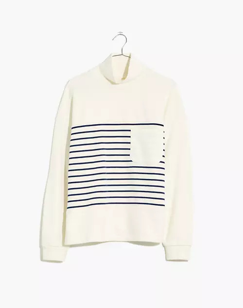 (Re)sourced Cotton Mockneck Pocket Sweatshirt in Nautical Stripe | Madewell