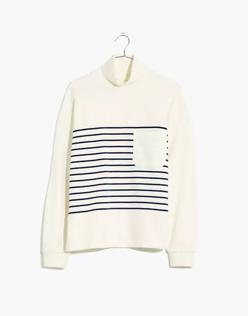 (Re)sourced Cotton Mockneck Pocket Sweatshirt in Nautical Stripe | Madewell